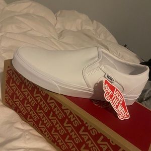 White slip on vans